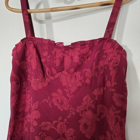 NWT London Times Red Floral Midi Dress Bow Sleeveless Fit & Flare Size 12 - Picture 9 of 11